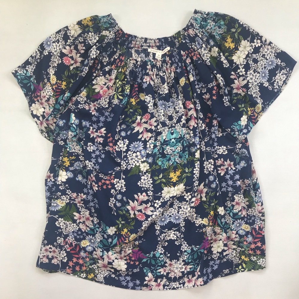 Sheer Floral Peasant Blouse